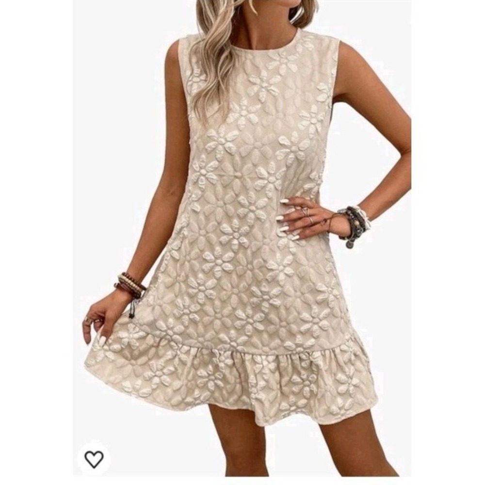 Soly Hux Women S Mini Shift Dress Tan Floral Shift Lined Sleeveless Ruffle Boho